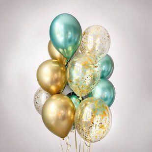 Набор гелиевых шаров Chrome Emerald Gold В-005 фото
